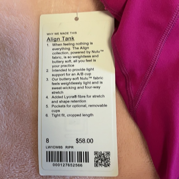 NWT Lululemon Align Tank Ripened Raspberry - Picture 3 of 5